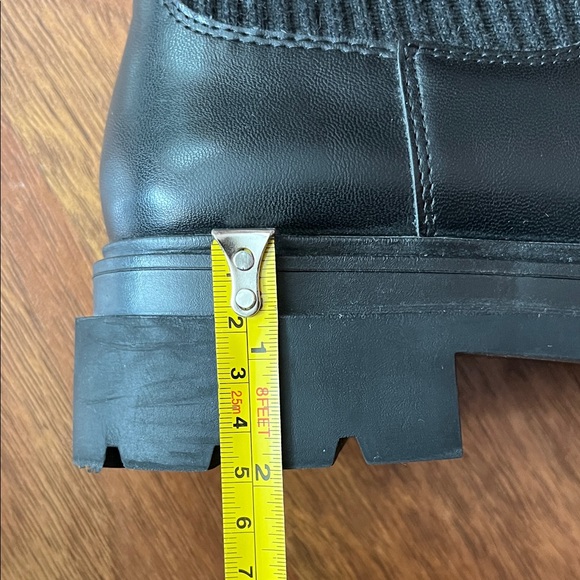 Zara Black Faux Leather Boots with Knit Calf - Picture 11 of 16